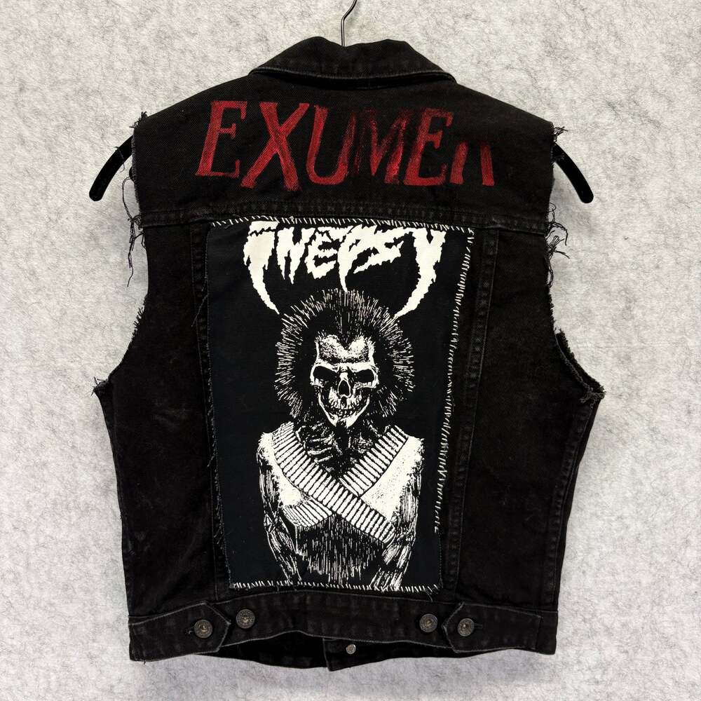 1990s DKNY Jeans Upcycled Crust Punk Battle Jacket Inepsy Exhumer Size Small